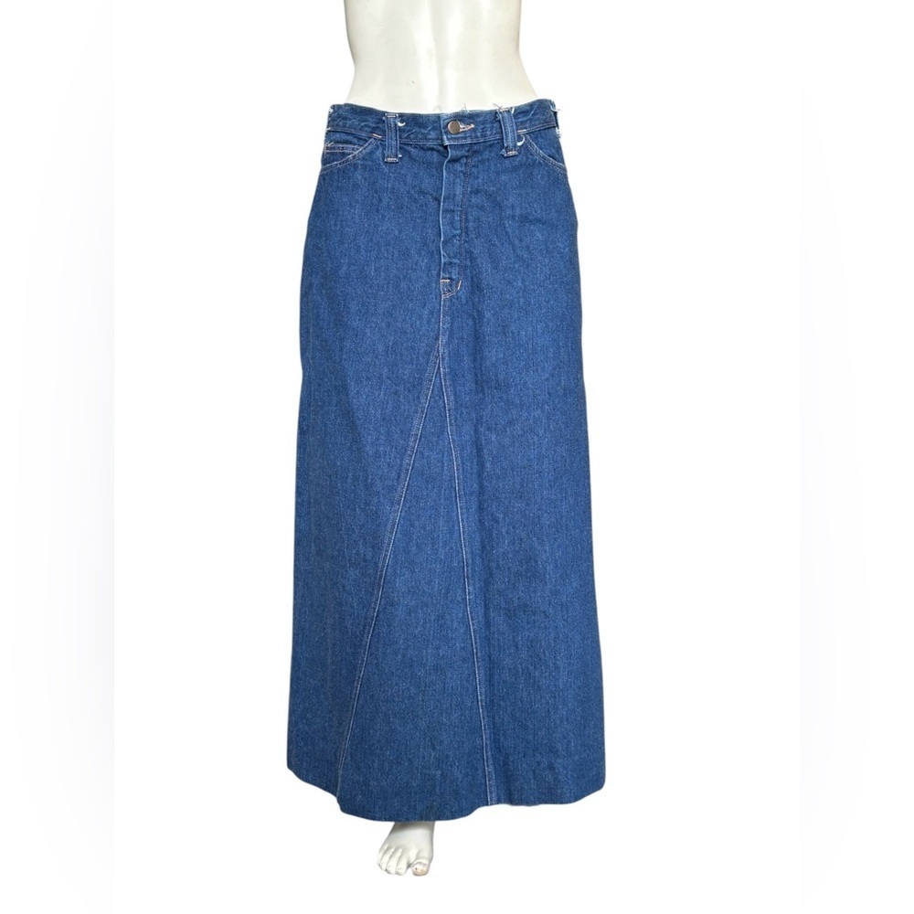 Vintage Denim maxi skirt Deep Blue Size 14 / 16 A-line fit 90s Made In Canada